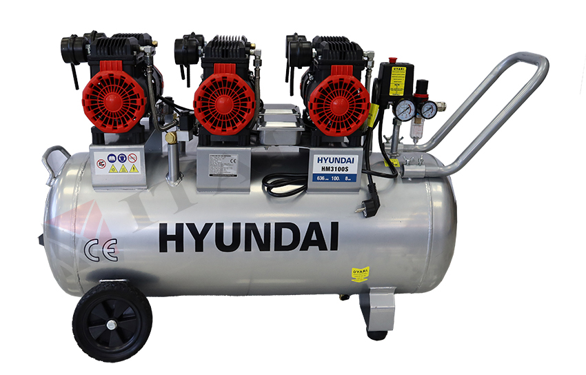 HYUNDAI KOMPRESÖR SESSİZ&YAĞSIZ 6HP 100 LT