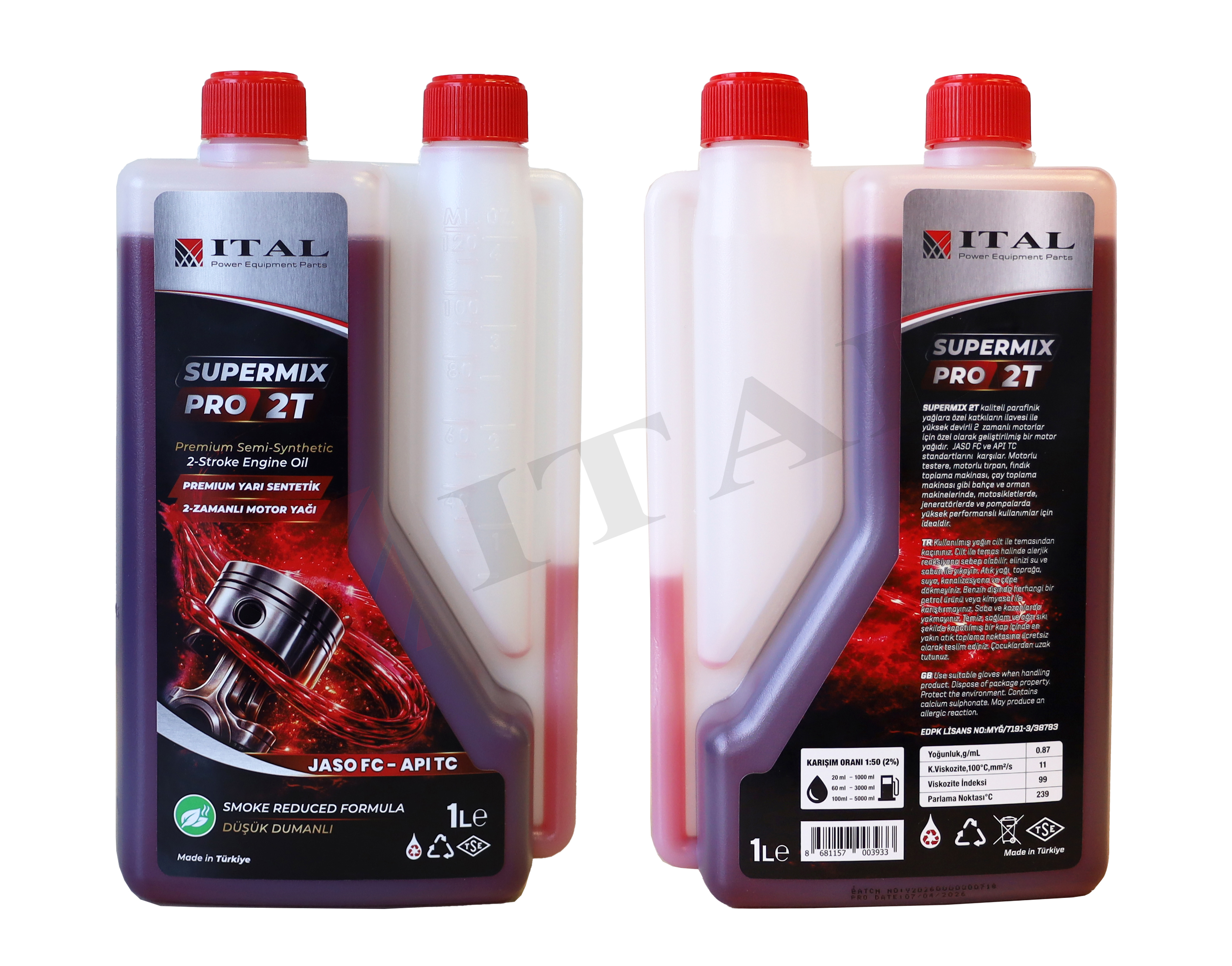 ITAL MOTOR YAĞI SUPERMIX 2T 1L ÖLÇEKLİ KIRMIZI YS